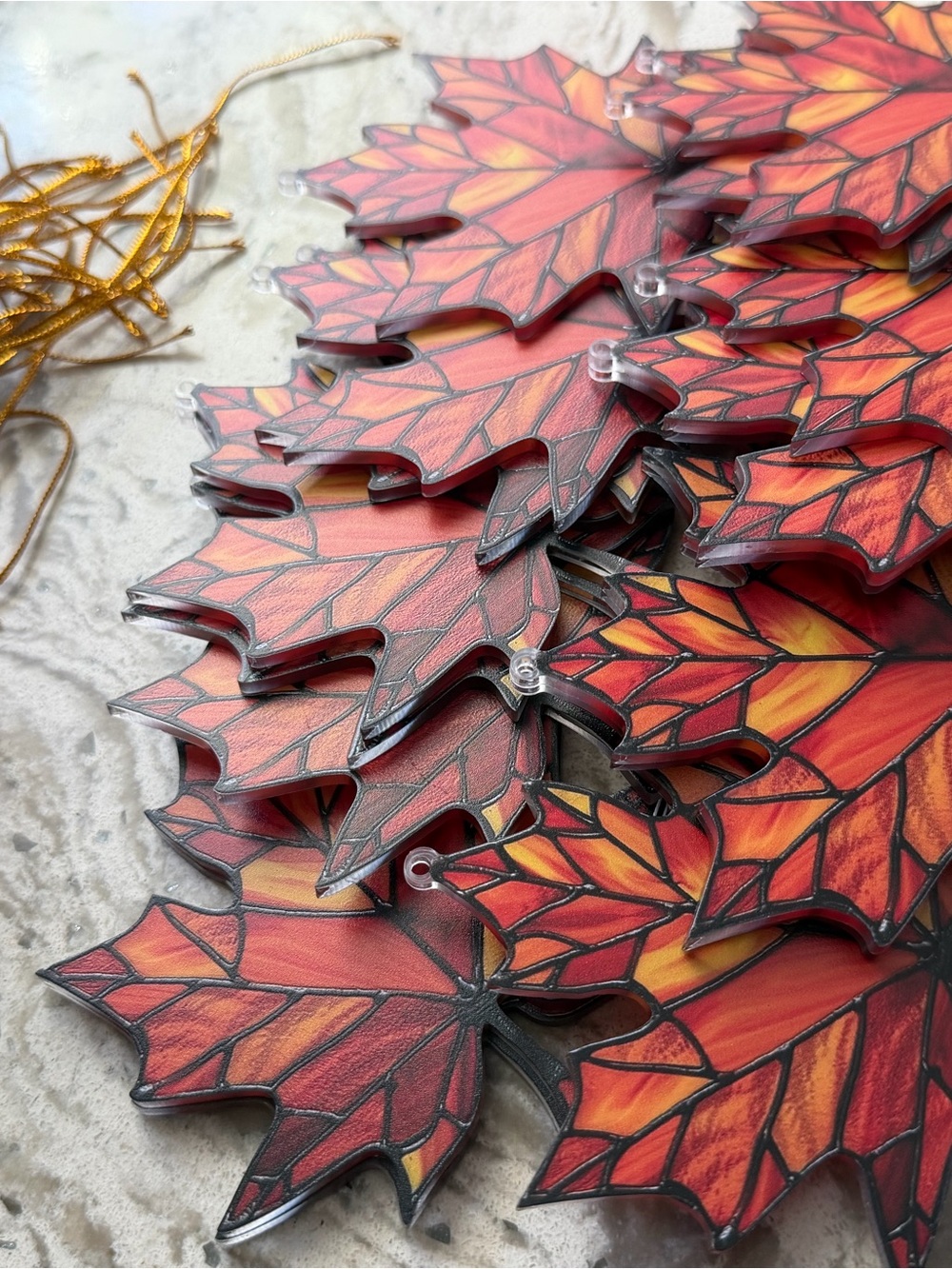 Autumn Red Maple Leaf ornaments